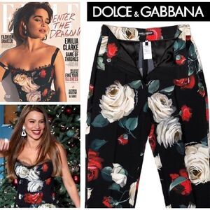 DOLCE & GABBANA🌹Blooming Rose Print Cady Trousers